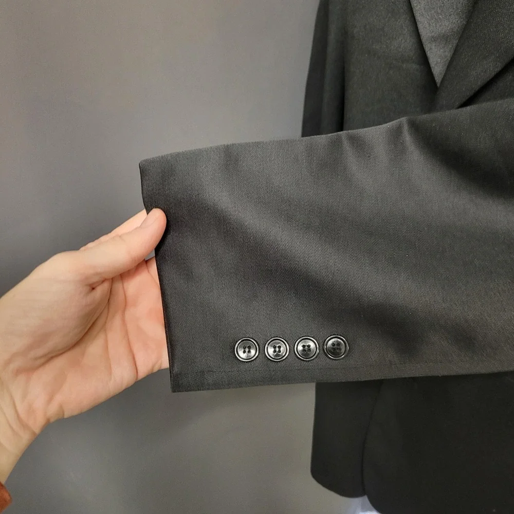 Vintage Gino‎ Cappeli Blazer Jacket Black 3-Button Shiny Formal Suit Coat 40R